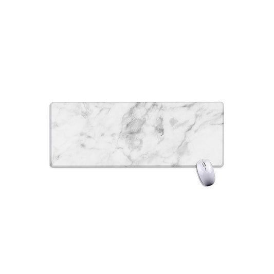 White Smoke Marble Print Extended Mouse Pad