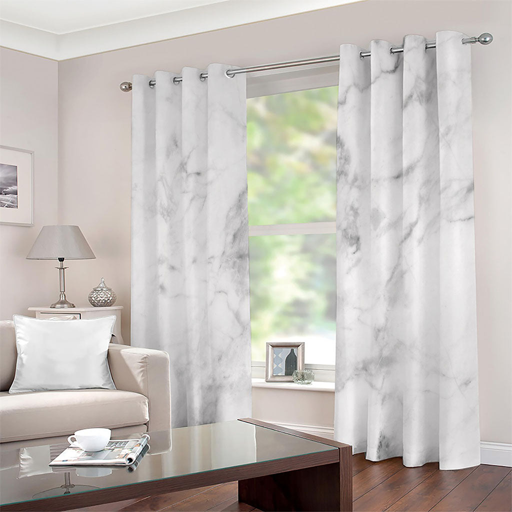 White Smoke Marble Print Extra Wide Grommet Curtains