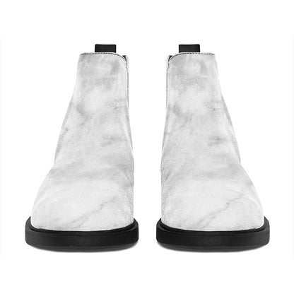 White Smoke Marble Print Flat Ankle Boots