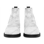 White Smoke Marble Print Flat Ankle Boots