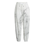 White Smoke Marble Print Fleece Lined Knit Pants