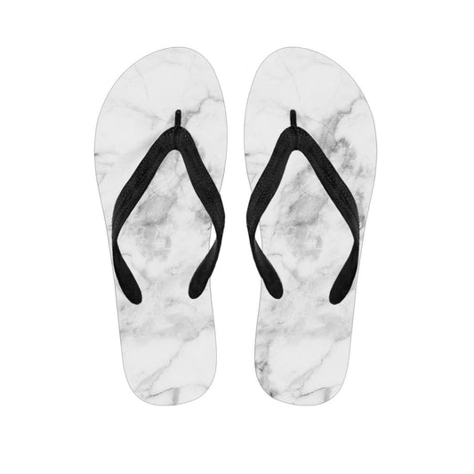 White Smoke Marble Print Flip Flops