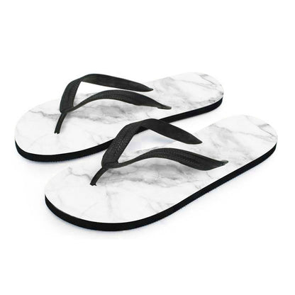 White Smoke Marble Print Flip Flops
