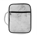 White Smoke Marble Print Front Pocket Bible Bag
