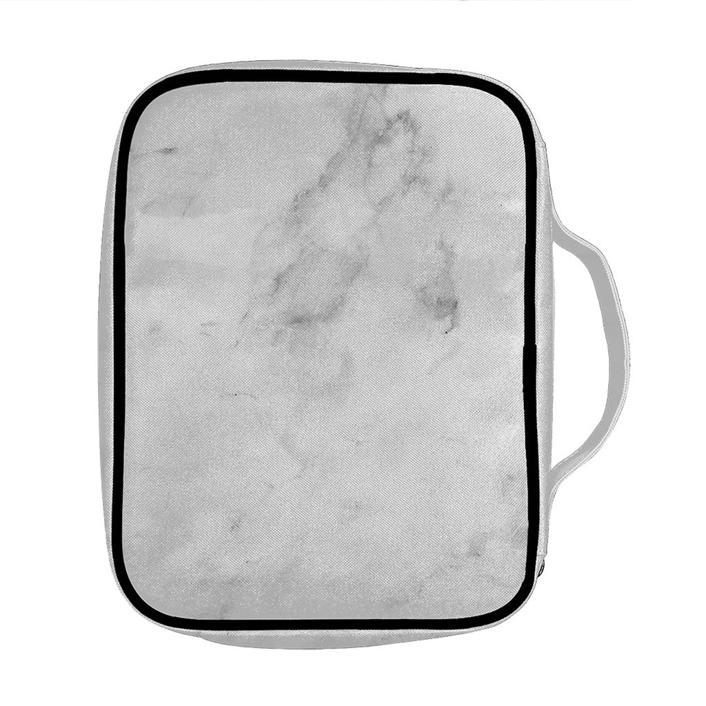 White Smoke Marble Print Front Pocket Bible Bag
