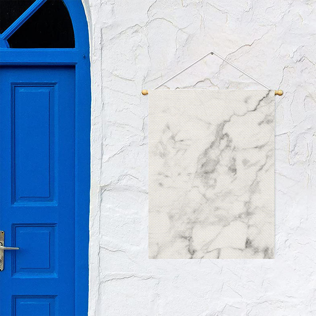 White Smoke Marble Print Garden Flag