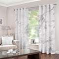 White Smoke Marble Print Grommet Curtains