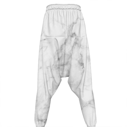 White Smoke Marble Print Hammer Pants