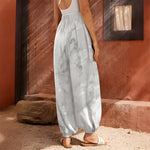 White Smoke Marble Print Harem Pants