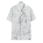 White Smoke Marble Print Hawaiian Shirt