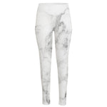 White Smoke Marble Print High-Waisted Pocket Leggings