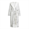 White Smoke Marble Print Hooded Bathrobe