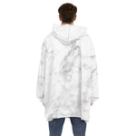 White Smoke Marble Print Hoodie Blanket