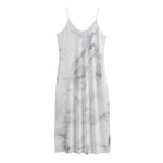 White Smoke Marble Print Jersey Midi Cami Dress