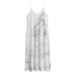 White Smoke Marble Print Jersey Midi Cami Dress