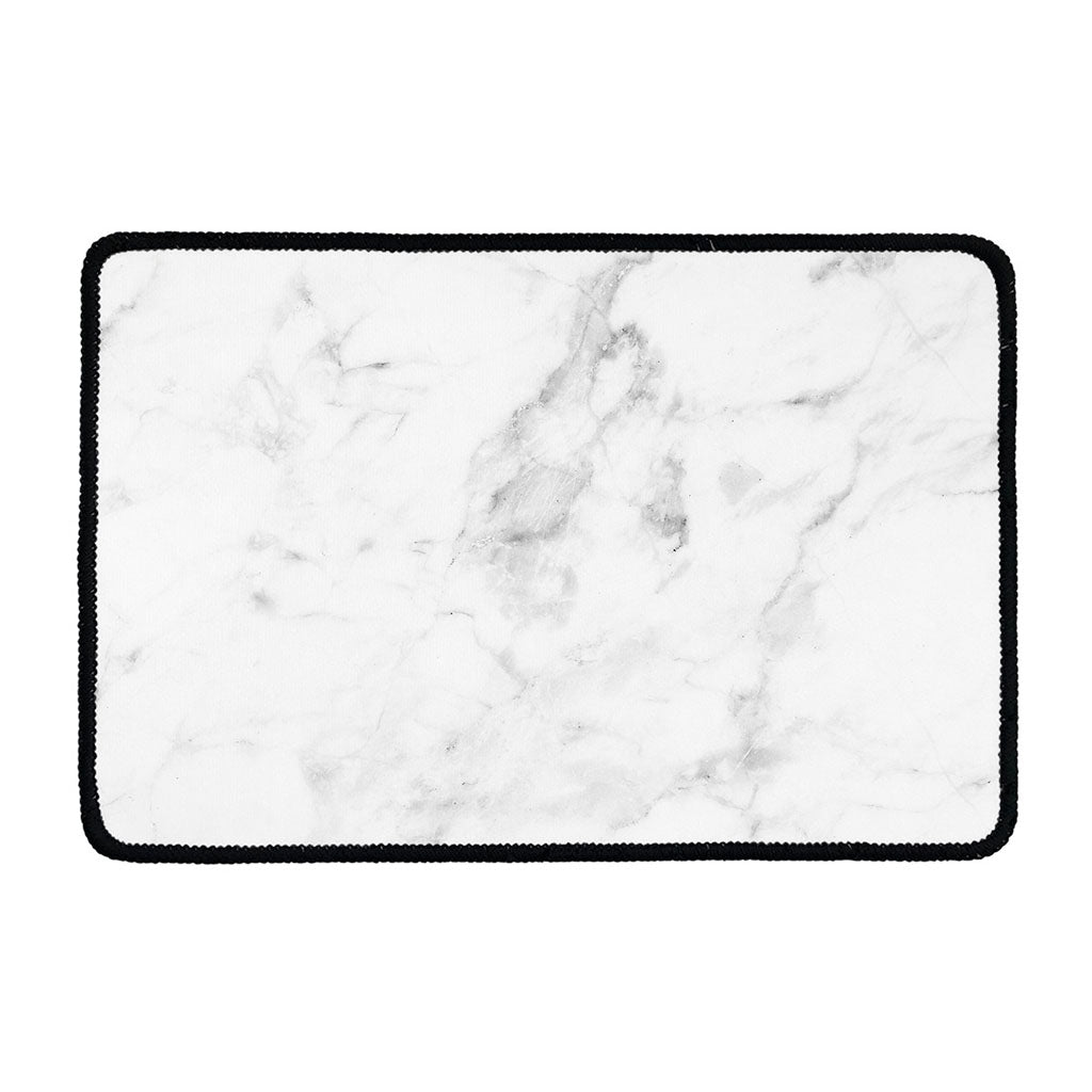 White Smoke Marble Print Kitchen Mat