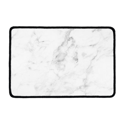 White Smoke Marble Print Kitchen Mat