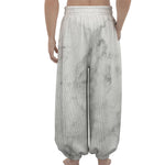 White Smoke Marble Print Lantern Pants