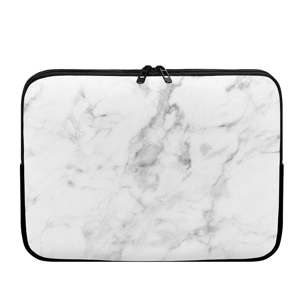 White Smoke Marble Print Laptop Sleeve