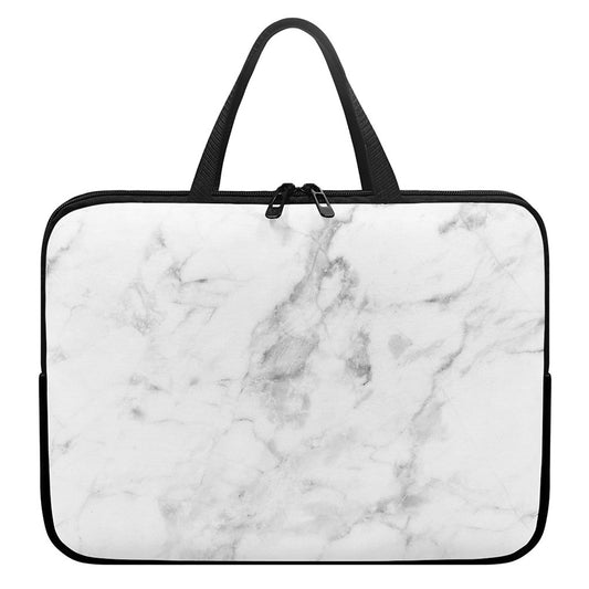 White Smoke Marble Print Laptop Sleeve With Handle