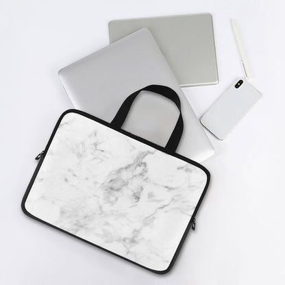 White Smoke Marble Print Laptop Sleeve With Handle