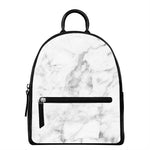 White Smoke Marble Print Leather Backpack