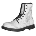 White Smoke Marble Print Lace-Up Boots