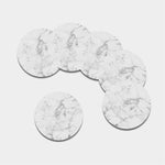 White Smoke Marble Print Leather Coaster Set