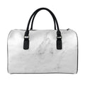 White Smoke Marble Print Leather Duffel Bag