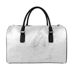 White Smoke Marble Print Leather Duffle Bag