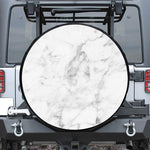 White Smoke Marble Print Leather Spare Tire Cover