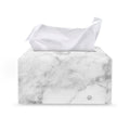 White Smoke Marble Print Leather Tissue Box Cover