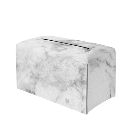 White Smoke Marble Print Leather Tissue Box Cover