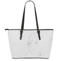 White Smoke Marble Print Leather Tote Bag With Zipper