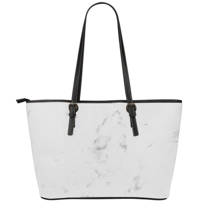 White Smoke Marble Print Leather Tote Bag