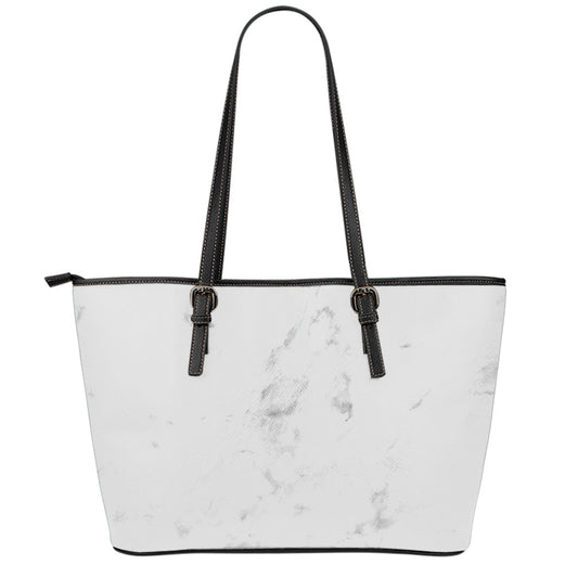 White Smoke Marble Print Leather Tote Bag