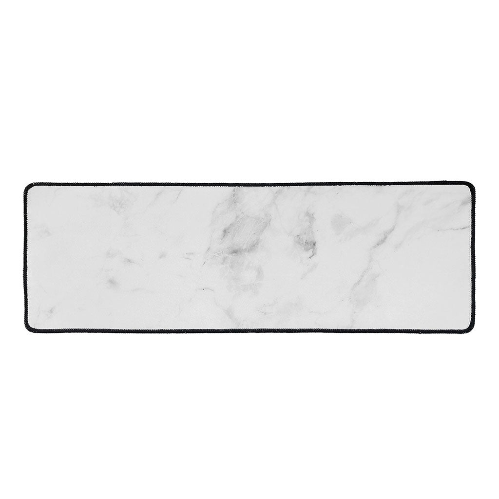 White Smoke Marble Print Long Kitchen Mat