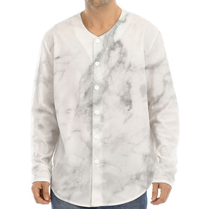 White Smoke Marble Print Long Sleeve Baseball Jersey