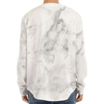 White Smoke Marble Print Long Sleeve Baseball Jersey