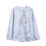 White Smoke Marble Print Long Sleeve Short Coat