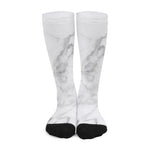 White Smoke Marble Print Long Socks