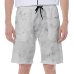White Smoke Marble Print Men's Beach Shorts