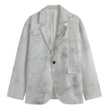 White Smoke Marble Print Men's Blazer