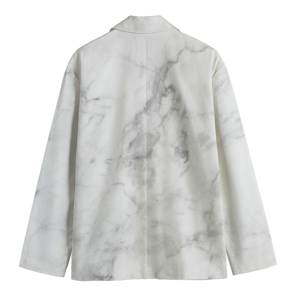 White Smoke Marble Print Men's Blazer