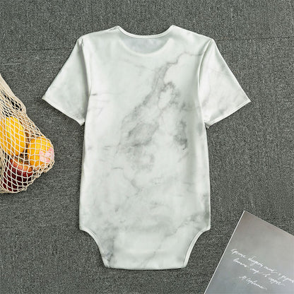 White Smoke Marble Print Men's Bodysuit