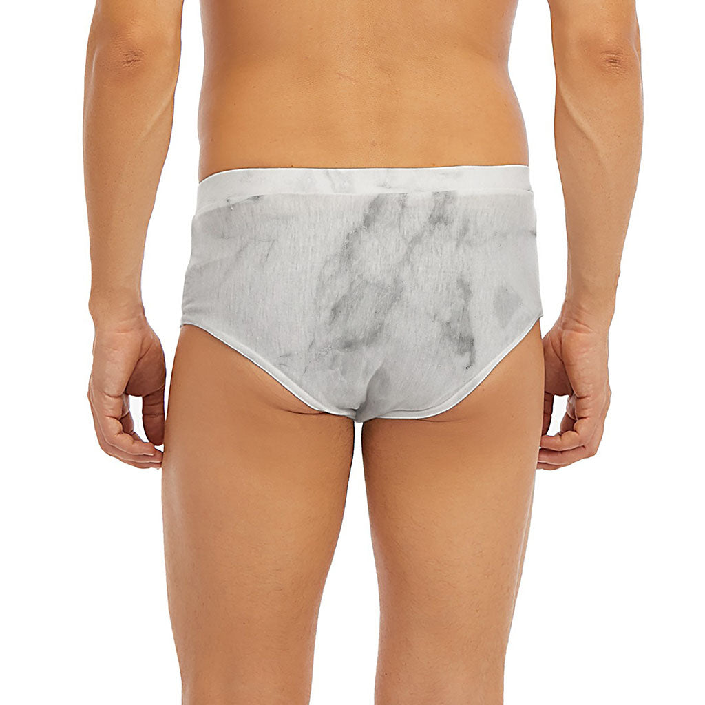 White Smoke Marble Print Men's Briefs