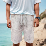 White Smoke Marble Print Men's Cargo Shorts