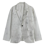White Smoke Marble Print Men's Cotton Blazer