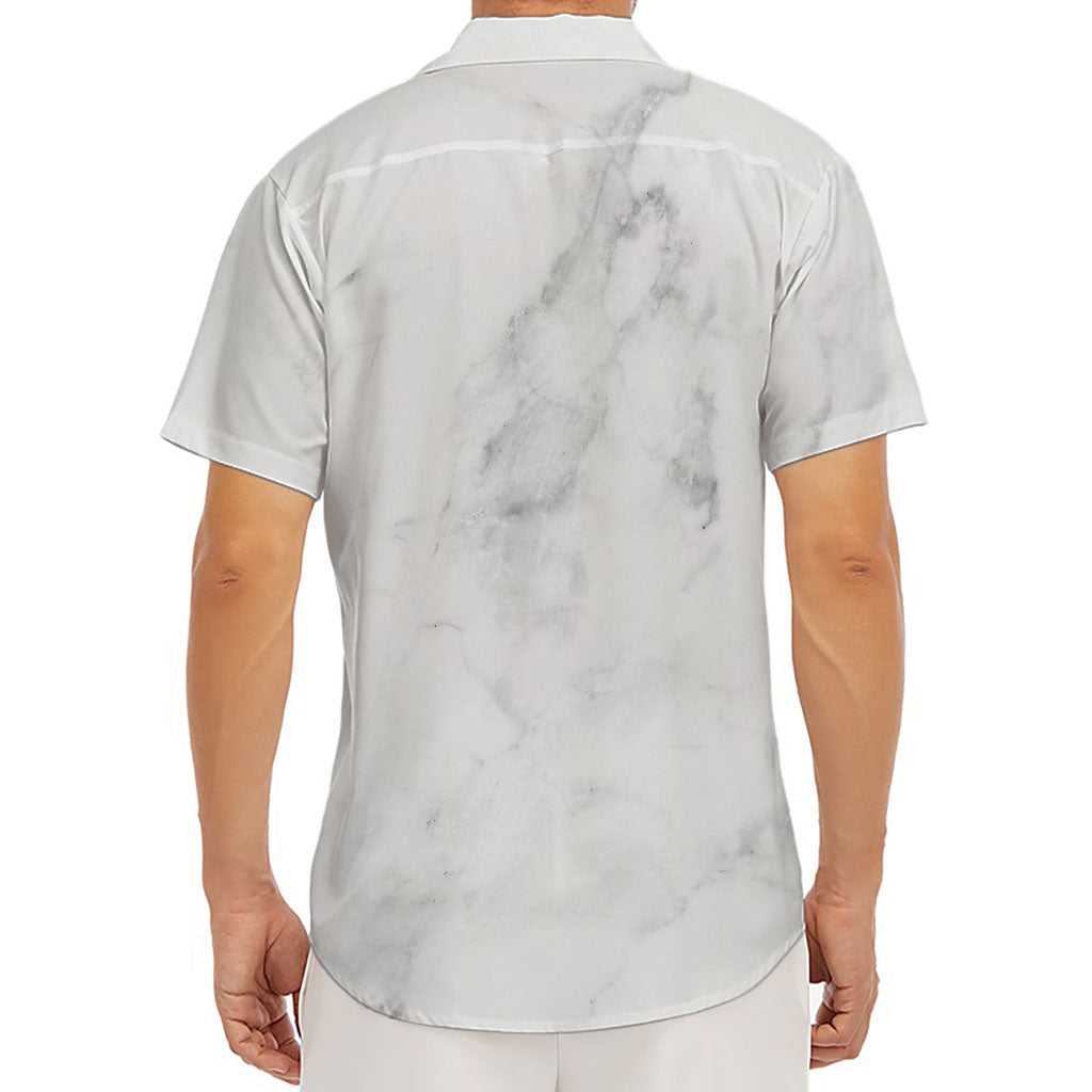 White Smoke Marble Print Men's Deep V-Neck Shirt