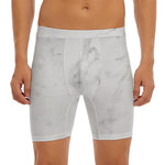 White Smoke Marble Print Men's Long Boxer Briefs
